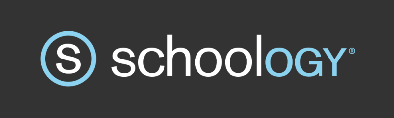 Schoology Logo, the letter S in a circle with the title "Schoology" written under it