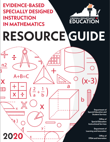 Evidence-Based Specially Designed Instruction in Mathematics Resource Guide cover featuring a heart shape filled with mathematical symbols.